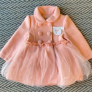 Little girls pink winter jacket dress